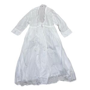 Neem Living Cotton Coat Womens M/L White Long Topper Duster Robe Boho Cottage